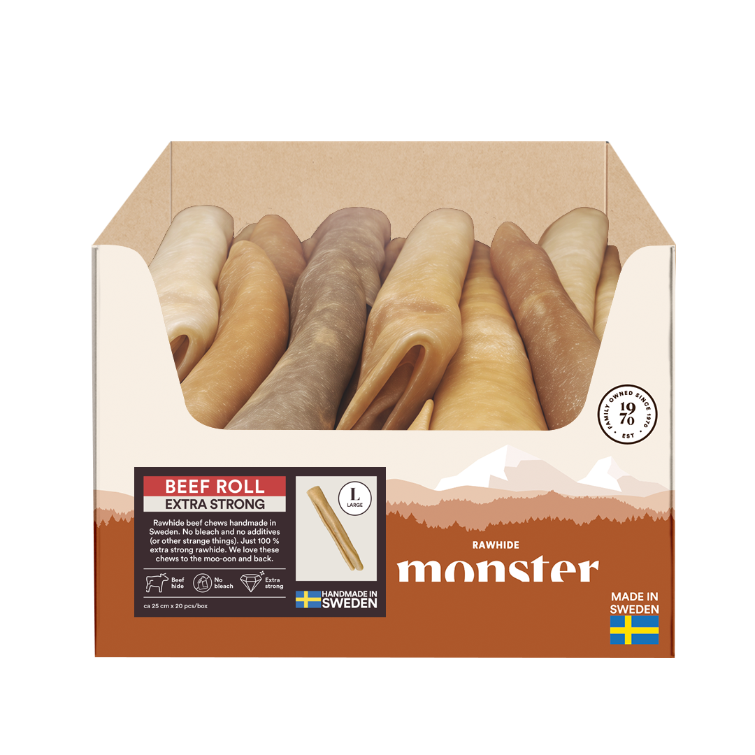 Monster Rawhide Extra Strong Beef Roll Medium Bulk 40 pcs