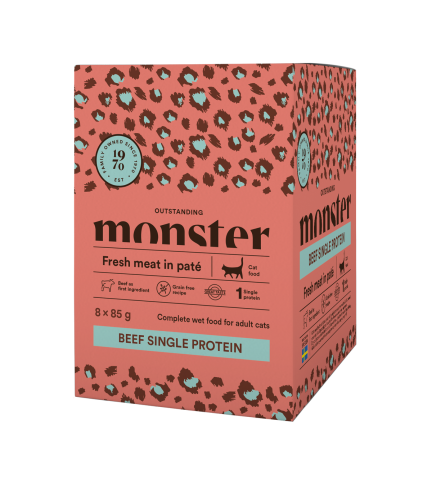 Monster Cat Pouches Adult Beef 85g (8 pack)